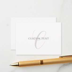 Elegant Modern Monogram   Grey & White (editable) Enclosure Card