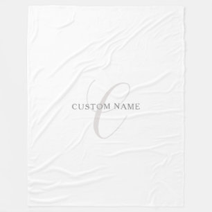 Elegant Modern Monogram Grey & White (editable) Fleece Blanket