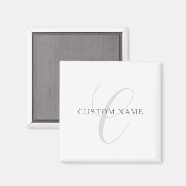 Elegant Modern Monogram | Grey & White (editable) Magnet (Front/Back)