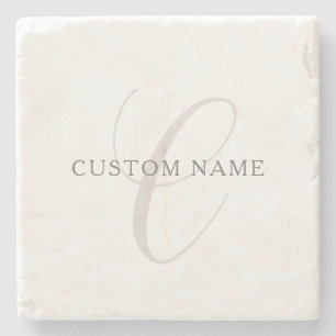 Elegant Modern Monogram Grey & White (editable) Stone Coaster