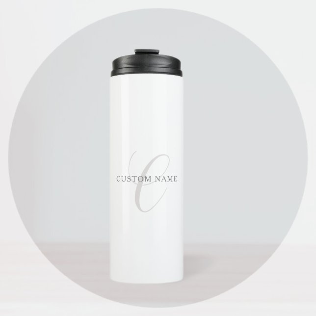 Elegant Modern Monogram | Grey & White (editable) Thermal Tumbler (Creator Uploaded)