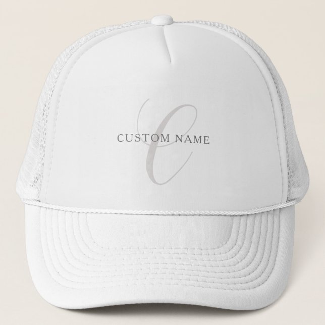 Elegant Modern Monogram | Grey & White (editable) Trucker Hat (Front)