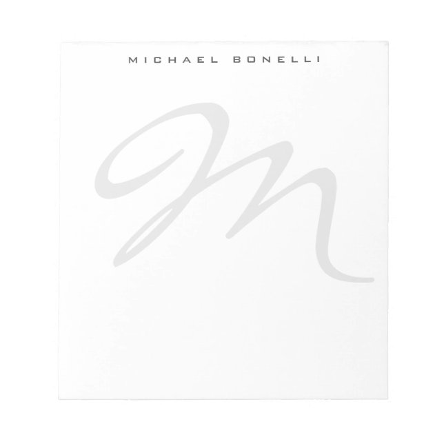 Elegant Modern Monogram Initial Lettter Your Name Notepad (Front)