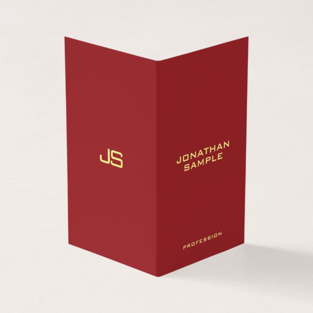 Elegant Modern Monogram Initial Vertical Fold Business Card (Outside)