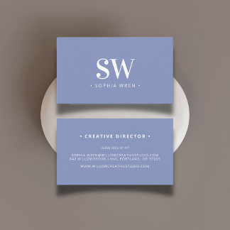 Elegant Modern Monogram Minimal Periwinkle Business Card