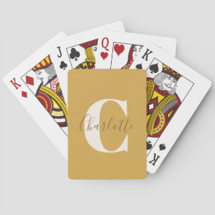 Elegant Modern Monogram Name Dusty Yellow Playing Cards