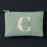 Elegant Modern Monogram Name in Sage Green   Accessory Pouch<br><div class="desc">Elevate your essentials with this chic sage green accessory pouch, featuring a sophisticated monogram and name design. Perfect for keeping your small items organized and stylish, it offers a sleek, minimalist look with a personal touch. Ideal for daily use or as a thoughtful gift, this pouch blends functionality with elegance,...</div>