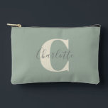 Elegant Modern Monogram Name in Sage Green   Accessory Pouch<br><div class="desc">Elevate your essentials with this chic sage green accessory pouch, featuring a sophisticated monogram and name design. Perfect for keeping your small items organized and stylish, it offers a sleek, minimalist look with a personal touch. Ideal for daily use or as a thoughtful gift, this pouch blends functionality with elegance,...</div>