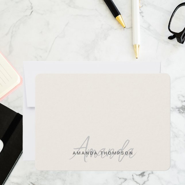 Elegant Modern Monogram Personalized With Name Card (Creator Uploaded)