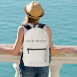 Elegant Modern Monogram Personalized With Name Printed Backpack<br><div class="desc">Introducing the Elegant Modern Monogram Personalized With Name Printed Backpack, a sophisticated accessory with a trendy monogram and cool script name. This minimalist and clean backpack, in a neutral grey hue, is designed for professionals, employees, and students alike. With an informal and casually handwritten typography, this laptop bag brings a...</div>