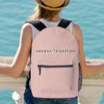 Elegant Modern Monogram Personalized With Name Printed Backpack<br><div class="desc">Introducing the Blush Pink Elegant Modern Monogram Personalized With Name Printed Backpack, a sleek and stylish accessory designed for modern individuals. This backpack features a trendy monogram with a cool script name, embodying a minimalist and clean aesthetic. Ideal for employees, staff, and coworkers, this laptop bag combines an informal and...</div>