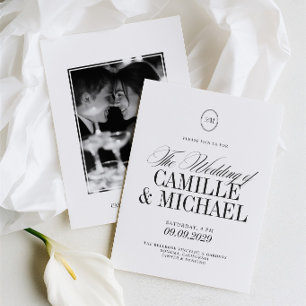 Elegant Modern Monogram Photo Wedding Invitation