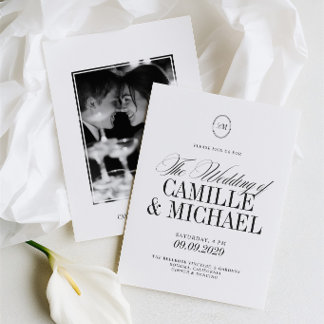 Elegant Modern Monogram Photo Wedding Invitation