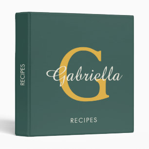 Elegant Modern Monogram Script Name Recipe Binder