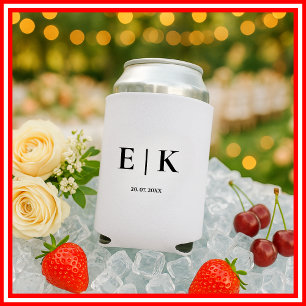 Elegant Modern Monogram Simple Wedding Can Cooler