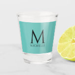 Elegant Modern Monogram Template Clean Teal Shot Glass<br><div class="desc">Elegant Modern Monogram Initial Best Clean Template Kitchen & Dining / Barware & Bar Tools / Teal Blue Green Shot Glass.</div>