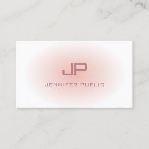Elegant Modern Monogram Trendy Blush Pink White Business Card