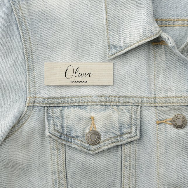Elegant Modern Monogram Wedding Bridesmaid Name Tag (In Situ)
