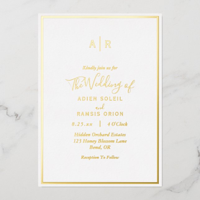 Elegant Modern Monogram Wedding Gold (Front)