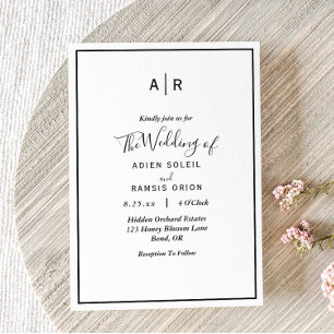 Elegant Modern Monogram Wedding Invitation