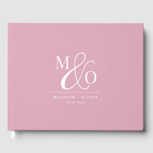 Elegant Modern Monogram Wedding Pink Guest Book