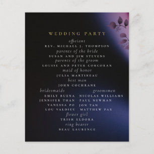 Elegant Modern Moody Black Purple Wedding Program
