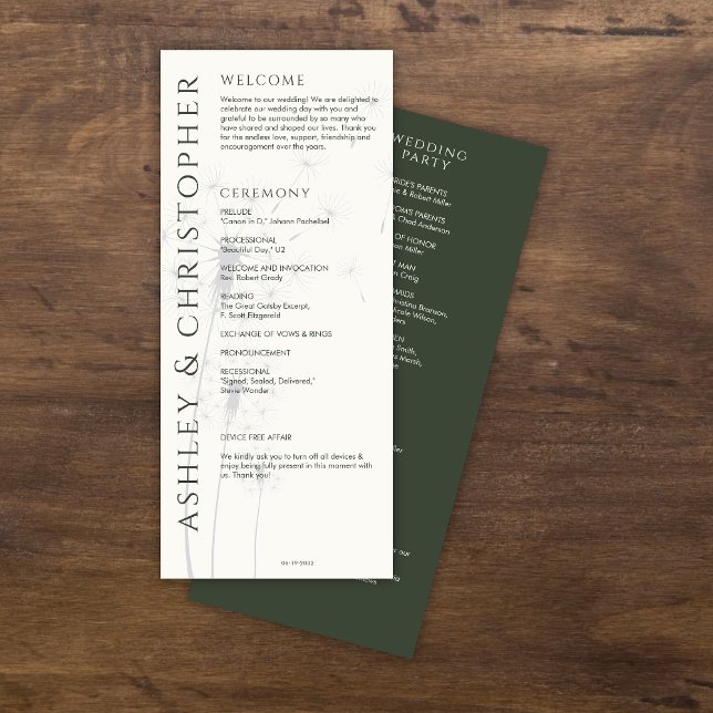 Elegant Modern Moss Green Wedding Program (Creator Uploaded)