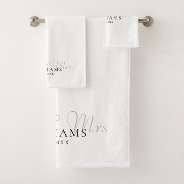 Elegant Modern Mr And Mrs Established Bath Towel Set (Insitu)