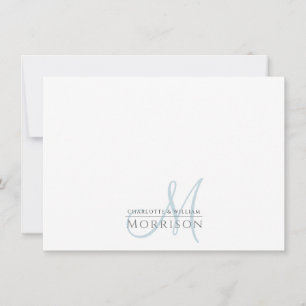 Elegant Modern Muted Blue Monogram Couple Card