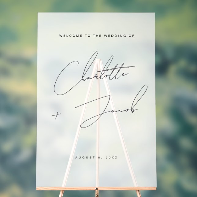 Elegant Modern Name script Welcome Frosted Wedding Acrylic Sign (Neutral)