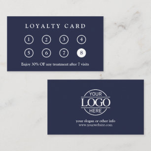 Elegant Modern Navy Blue Company Business Logo Loyalty Card