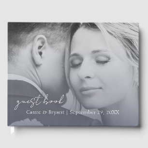 Elegant Modern Navy Blue Fade Wedding Guest Book