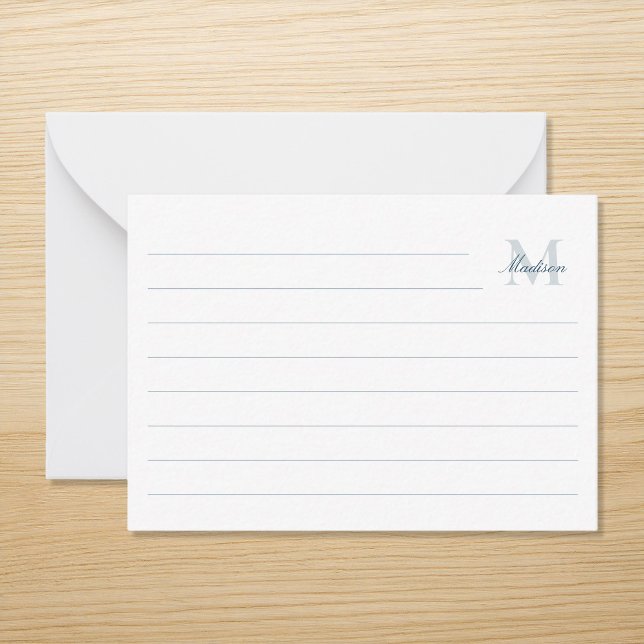 Elegant Modern Navy Blue Monogram Ruled Card (Creator Uploaded)