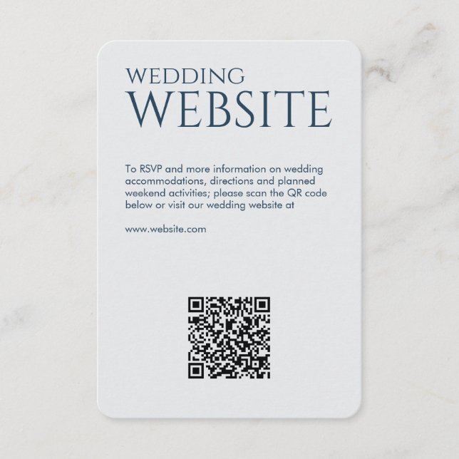 Elegant Modern Navy Blue Wedding Enclosure Card (Front)