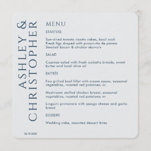Elegant Modern Navy Blue Wedding Menu