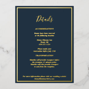 Elegant Modern Navy Gold Details Enclosure Card