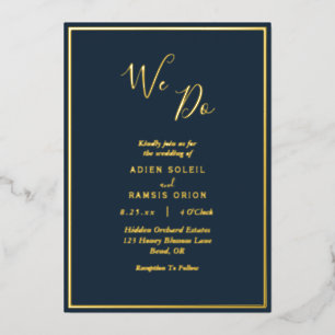 Elegant Modern Navy Gold We Do Wedding