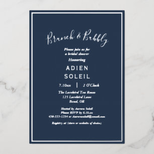 Elegant Modern Navy Silver Brunch and Bubbly