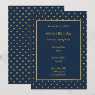 ELEGANT MODERN NAVY STAR GOLD INVITATION