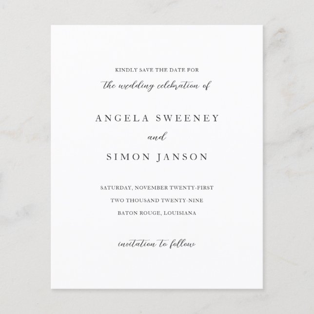 Elegant Modern Neutral Wedding Save the Date Flyer (Front)