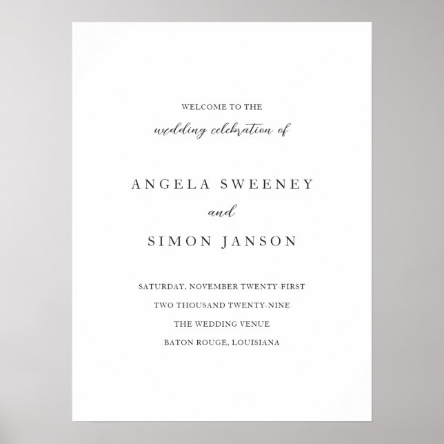 Elegant Modern Neutral Wedding Welcome Sign (Front)