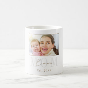 Elegant Modern New Mom Est. Year Photograph Coffee Mug