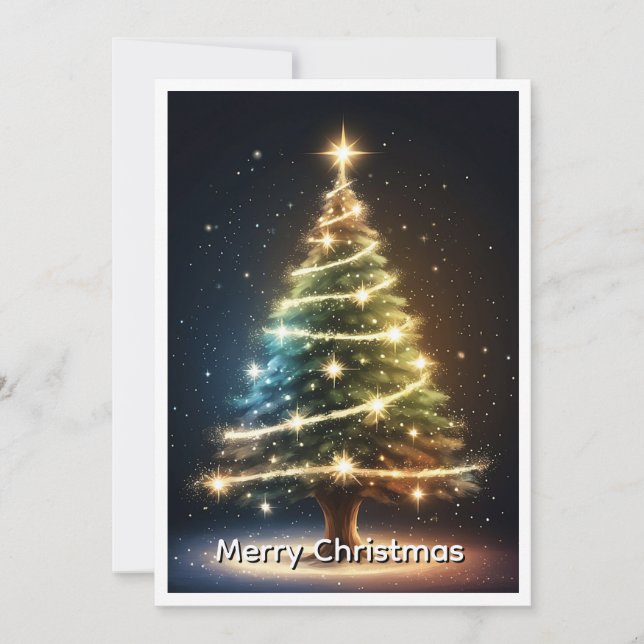 Elegant Modern Non Photo Christmas Tree Holiday Card (Front)