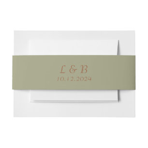 Elegant modern olive green invitation belly band