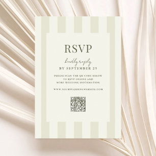 Elegant Modern Olive Green Striped Wedding RSVP Card