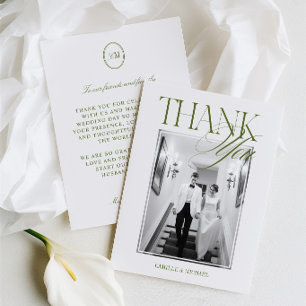 Elegant Modern Olive Green Wedding Thank You Card