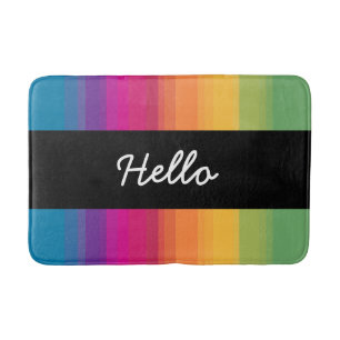 Elegant modern ombre gradient colourful rainbow bath mat