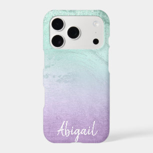 Elegant modern ombre purple & mint glitter marble