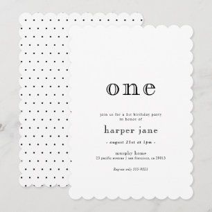 Elegant Modern One 1st Birthday Invitation