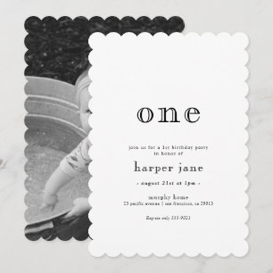 Elegant Modern One 1st Birthday Invitation